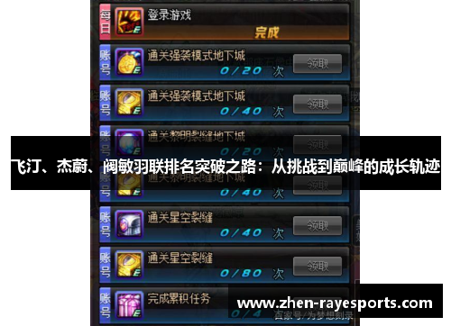 飞汀、杰蔚、阀敏羽联排名突破之路：从挑战到巅峰的成长轨迹